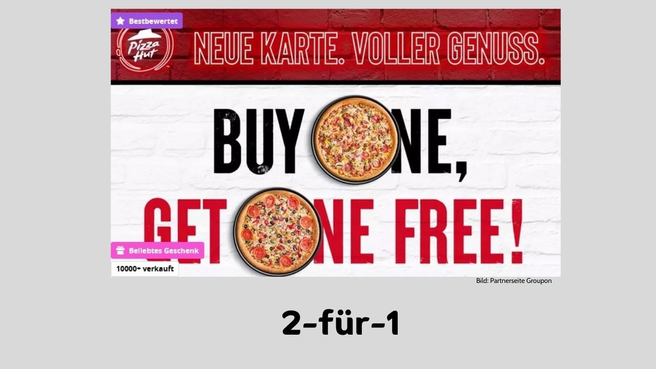 2-für-1 Pizza-Angebot - Partnerseite Groupon